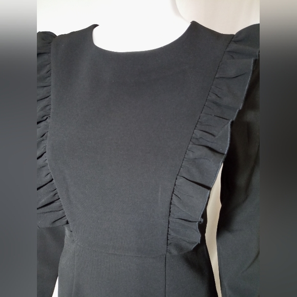 H&M Black L/S Ruffle Front Dress - Picture 3 of 5